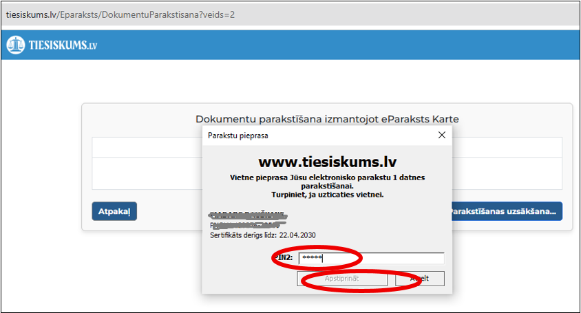 Reģistrācijas poga